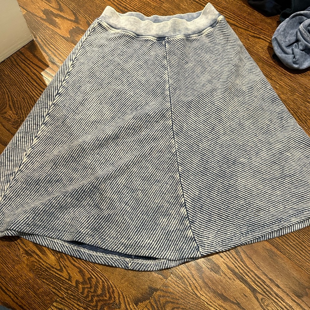 Hard Tail Gray and White Striped Midi Skirt